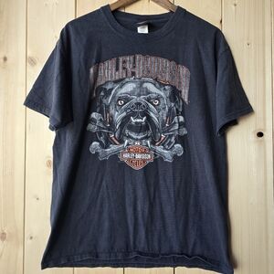 Harley Davidson Biker Bulldog Graphic Short Sleeve Shirt Mens  Large